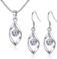 Schmuckset Sterling Silber 925 Halskette & Ohrringe Zirkonia