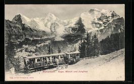 Mürrenbahn mit Eiger, Mönch und Jungfr