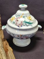Blumen-Suppenterrine, Vintage Keramik, Handbemalt