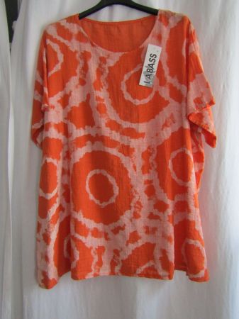 Gr. 48/56, Tunika Orange/Weiss, Batiklook von LesFreres