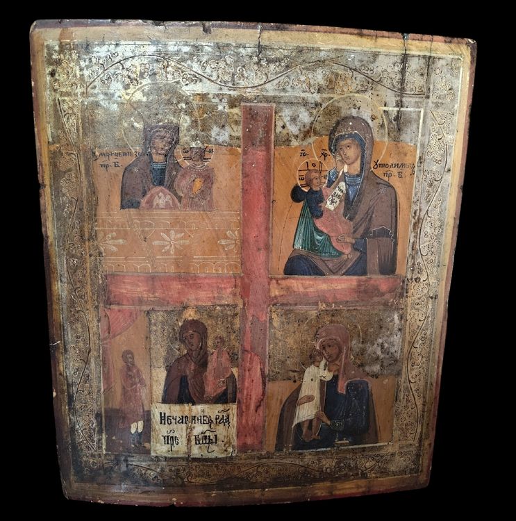 Icona Russa Quadripartita. '800. Da restauro. Certificato. (Gebraucht ...