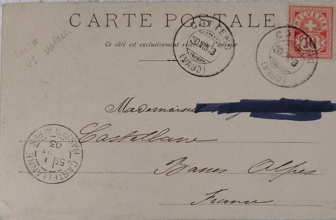 Ansichtskarten: CHAMPÉRY  -  Le Calvaire  -  1903 – Gebraucht aus Delémont von Domdom1 1