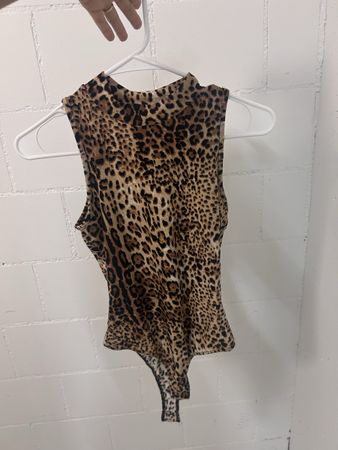 Sleeveless Bodysuit Leopard Print