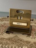Vintage ewiger Kalender Tischkalender Metall Art Deco