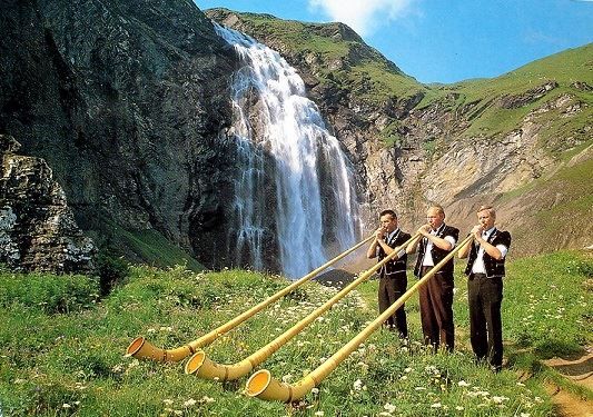 Ansichtskarten: ADELBODEN Engstligenfall Alphornbläser – Gebraucht aus Jona von philajona