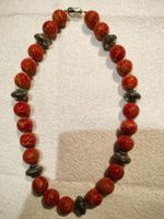 Collier Ethnique en Grosses Perles Rouges(Corail Éponge)47cm