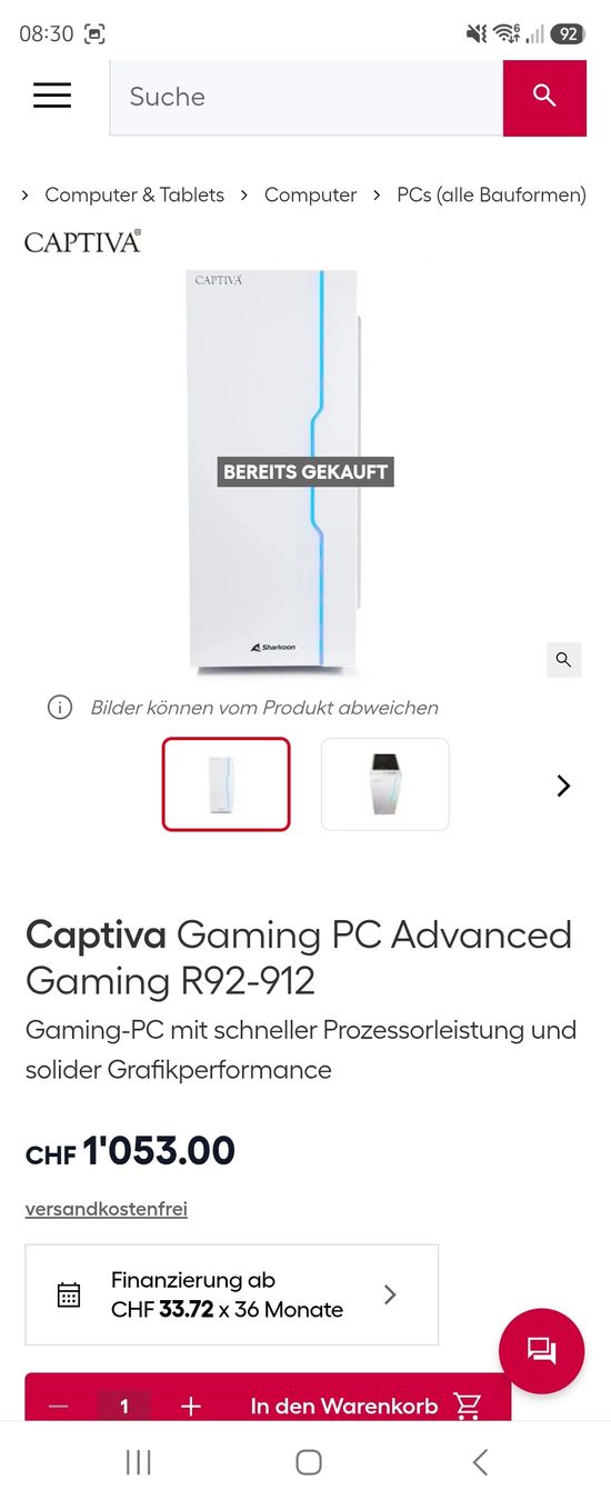 PCs: Captiva Gaming PC Advanced Gaming R92-912 – Gebraucht aus Gachnang von Jesseaaronn
