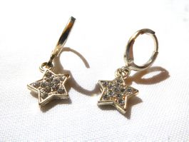 Ohrstecker mit Strass, Klappverschluss,  Modeschmuck / neu