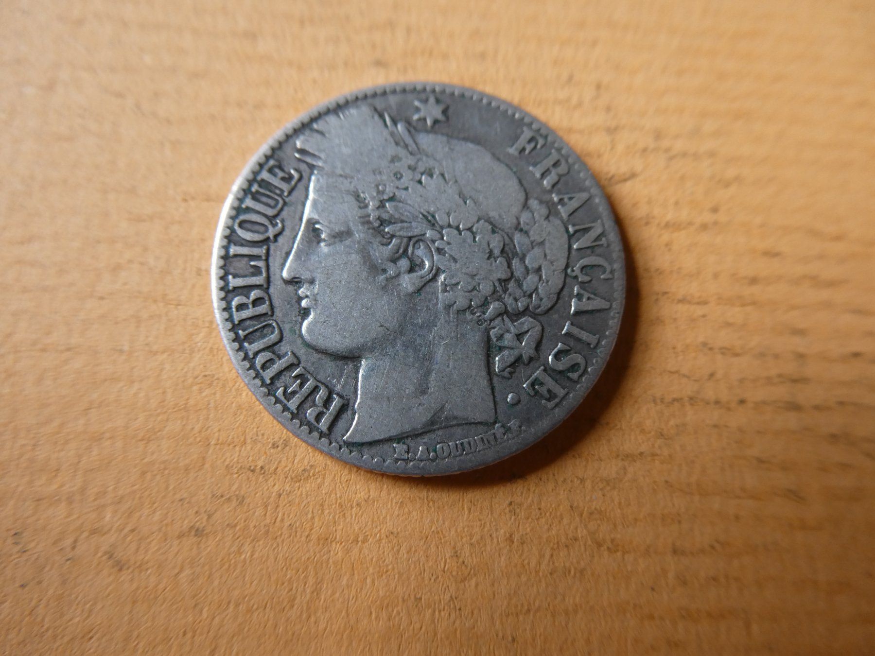 Alle Münzen: Frankreich 1872 A, 1 Franc   Silber – Gebraucht aus Hinterforst von Rohusri