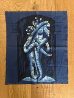Batik Wandbild oder Tuch, blau, Liebesszene, Indien