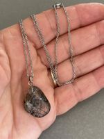 Silber Collier RUTILQUARZ 46cm VINTAGE wunderschöne Inklusen