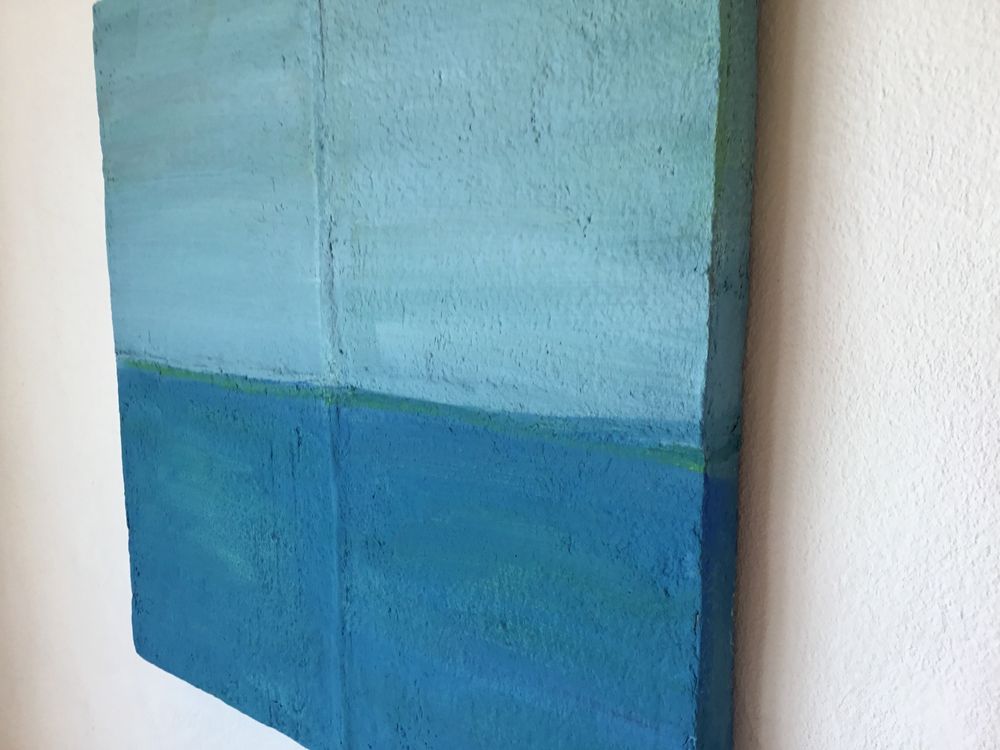 Dipinti: Bild modern blau grün Unikat 50x50 Papierkunst – Nuovo (secondo la descrizione) da Zuckenriet venduto da Rubin30 1