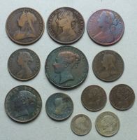 Lot ++ 12 Stück alte Münzen von England ab 1806
