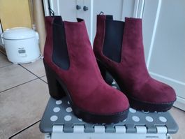 Bottines bordeaux à talons hauts H&M T38 neuves