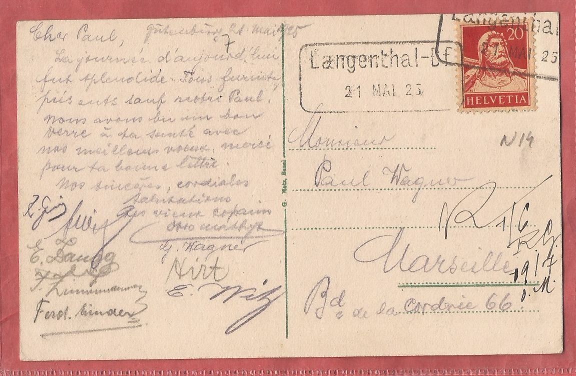 Ansichtskarten: Langenthal Restaurant Bahnhof mit Bahnpoststempel 1925 – Gebraucht aus Fislisbach von Porano 1