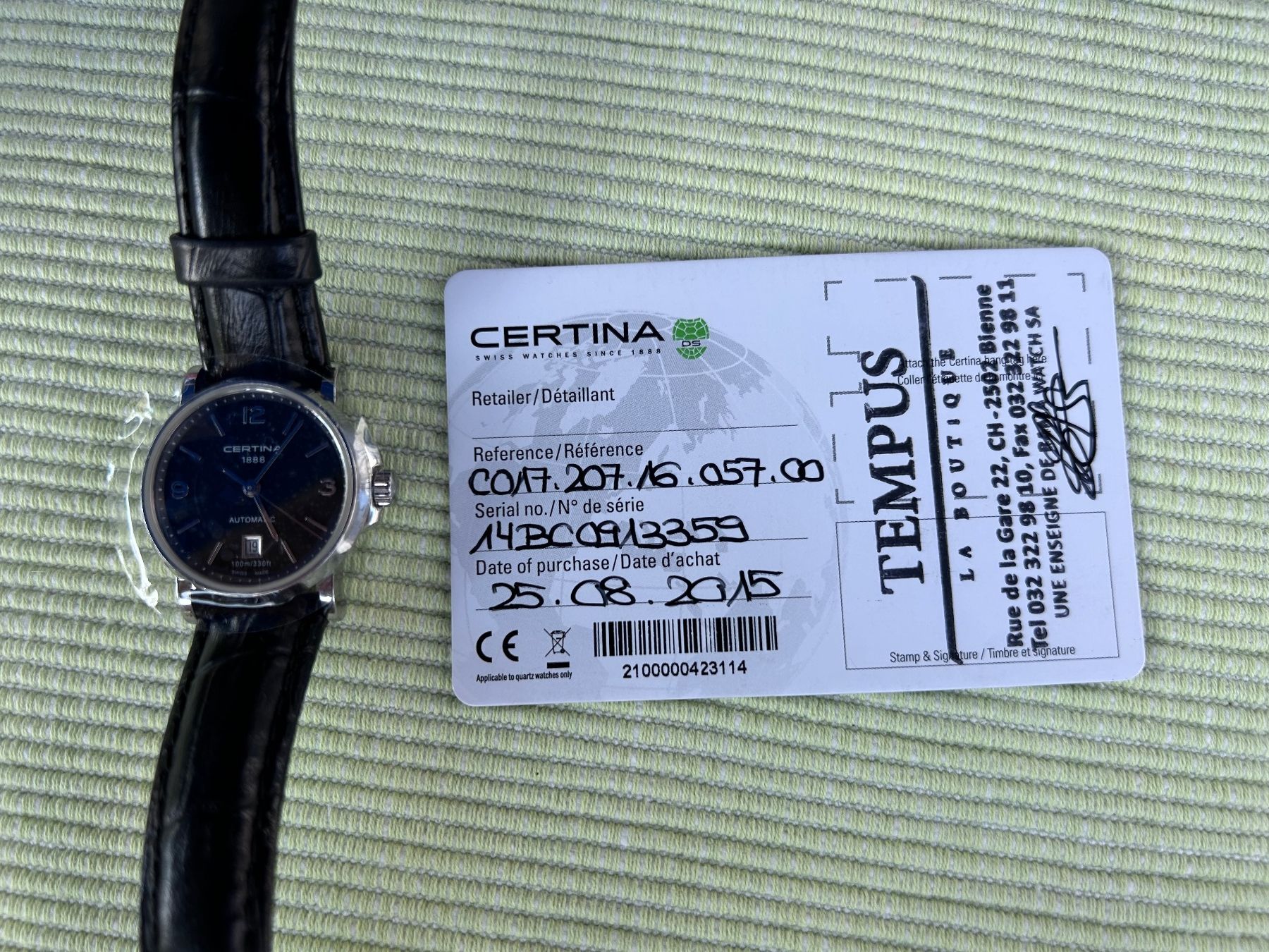 Certina Uhren: Certina DS Caimano Automatic, Ref. C017.207.16.057.00, black – Gebraucht aus Jegenstorf von LordCaterham 5