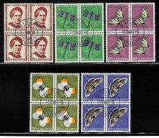 1951, J138-142 Viererblockserie zentr. gestempelt ET (14495)