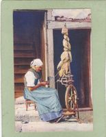 Kitsch Frau am Spinnrad 1921