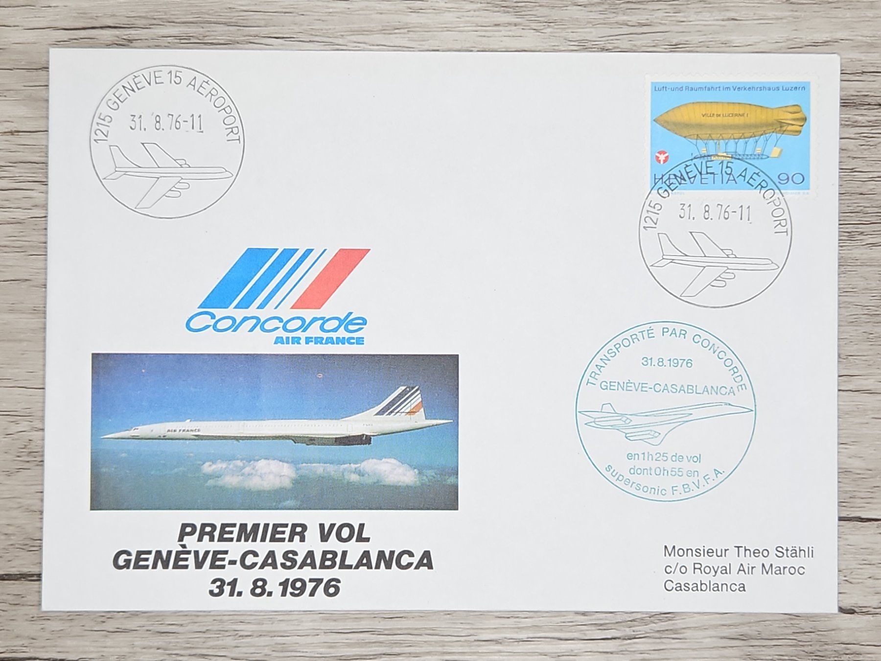 Alle Briefmarken: CL21 Enveloppe + Timbre Suisse 1976 Concorde – Gebraucht aus Cousset von Patrick_Collections
