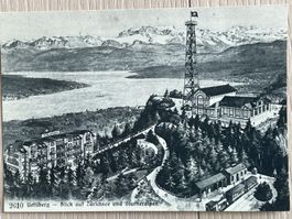 Alte Ansichtskarte Uetliberg, Zürichsee und Glarner Alpen
