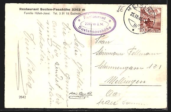 Cartoline postali: AK Gadmen, Restaurant Susten-Passhöhe – Usato da Berlin venduto da bartko-reher 1