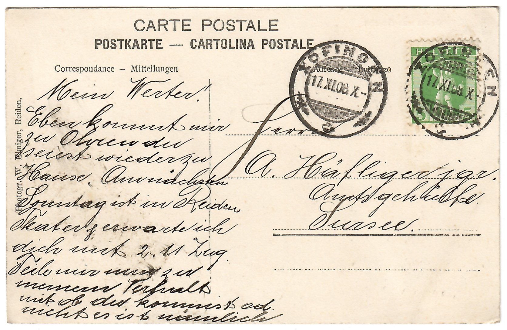 Cartoline postali: Ansichtskarte  'Gruss aus Reiden' – Usato da Kerns venduto da etma3 1