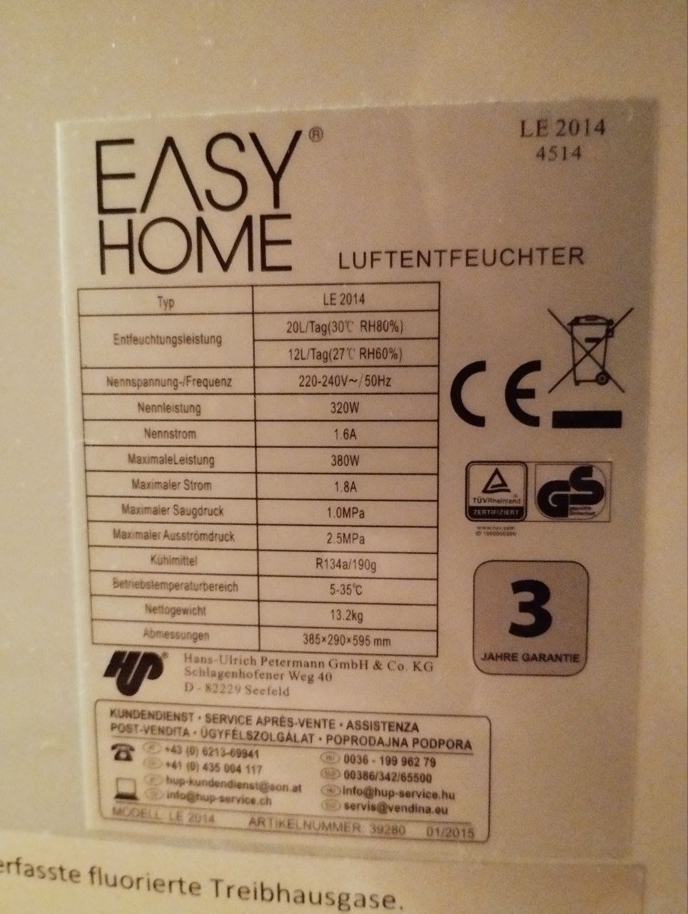 Luftentfeuchter: Luftentfeuchter Easy Home – Gebraucht aus Duggingen von Lexxyy18 3