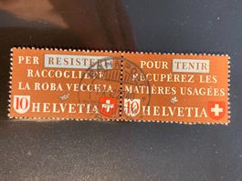 Schweiz 1942 Altstoff-Paar Resistere Tenir Bahnpoststempel