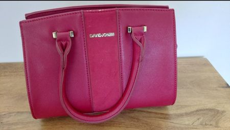 David Jones Handtasche rot Leder Optik klein