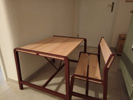 Kindertisch Massivholz mit Bank 