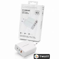 LC Power 65W GaN Fast Charger 3-in-1 (2× USB-C + 1× USB-A)