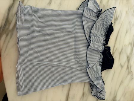 Elsy Girl Striped Ruffle Top with Lace Details - Summer!