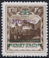 1.20 Fr. Schloss Vaduz Dienstmarke mit Handstempel MUSTER
