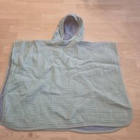 Kinder Badeponcho Musselin mit Kapuze grün/blau