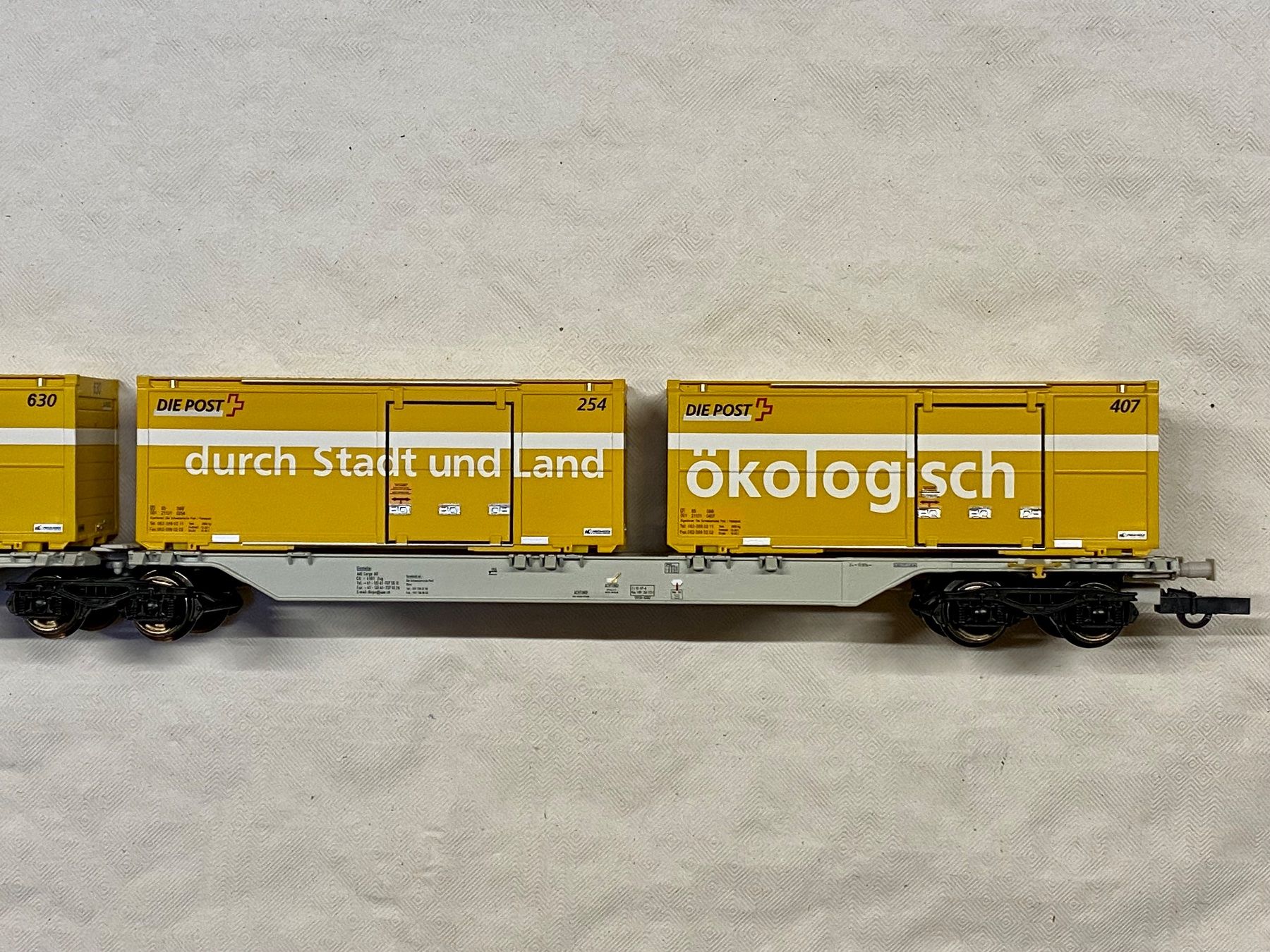 Roco 66565 (H0 GS) AAE Doppel-Tragwagen mit 4 Postcontainern (Gebraucht ...
