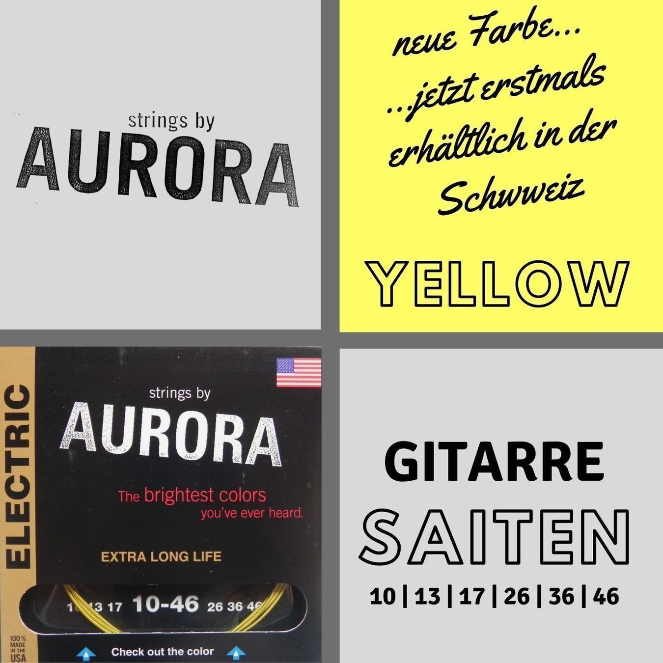 Instruments de musique: Aurora Premium E-Gitarrensaiten (10-46) – Neuf avec emballage d'origine à Grimisuat par musicgear.ch