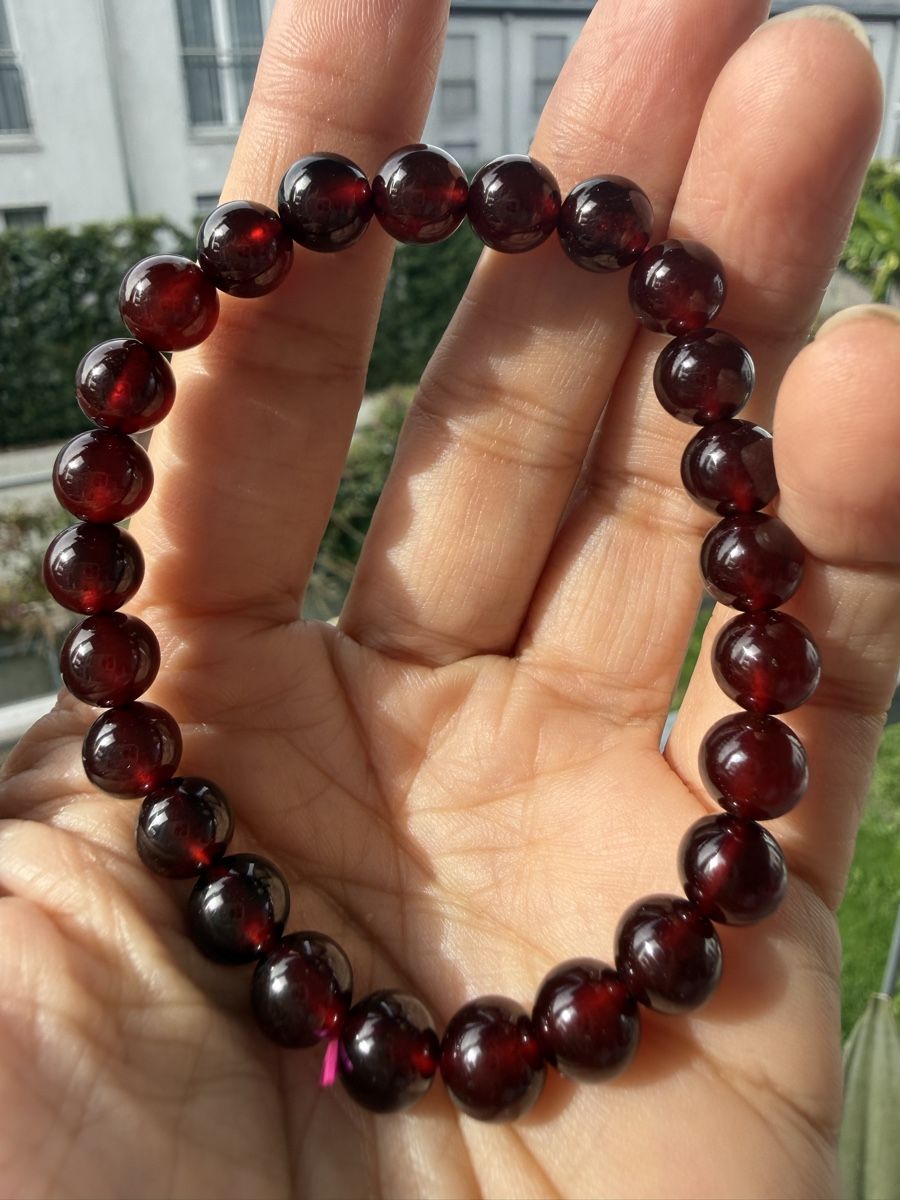 Bracelets: Echtes Rotes Granat 7mm – Neuf (Voir description) à Jegenstorf par SteinGlanz 7