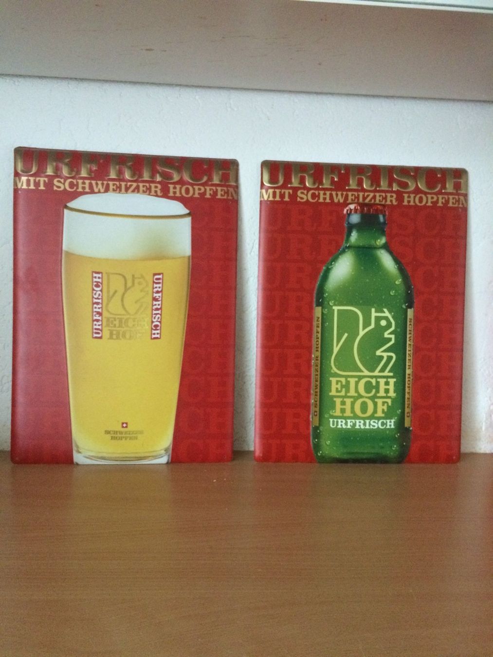 Eichhof Schilder: 2 BLECH-SCHILDER VON EICHHOF URFRISCH / LUZERNER BIER – Neu (gemäss Beschreibung) aus EMMETTEN von pfi_cbg5 1