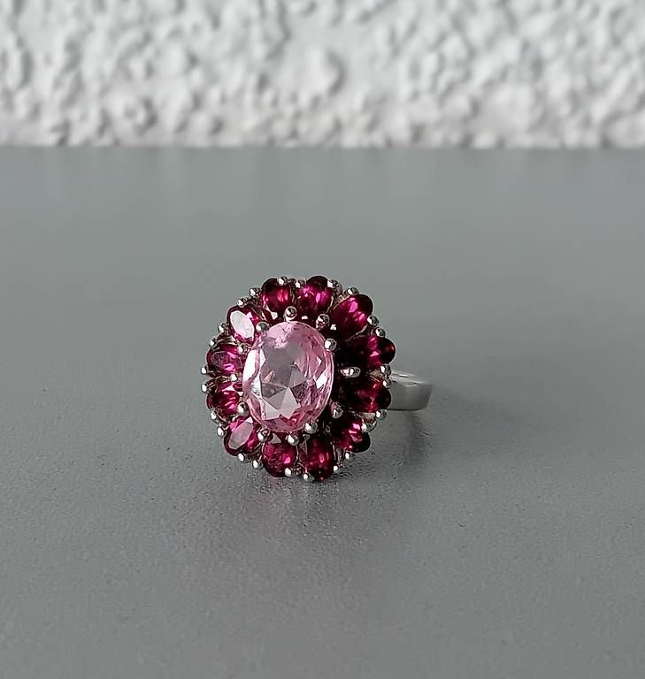 Anelli: Ring mit Kunzitquarz und Rhodolith Silber – Usato da Stans venduto da wer_fd5f 4