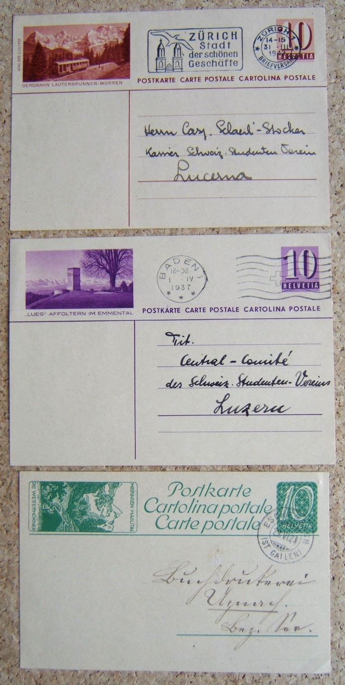 Alle Briefmarken: 3 BILDPOSTKARTEN KT. BERN – Gebraucht aus Brunnen von Nonne04