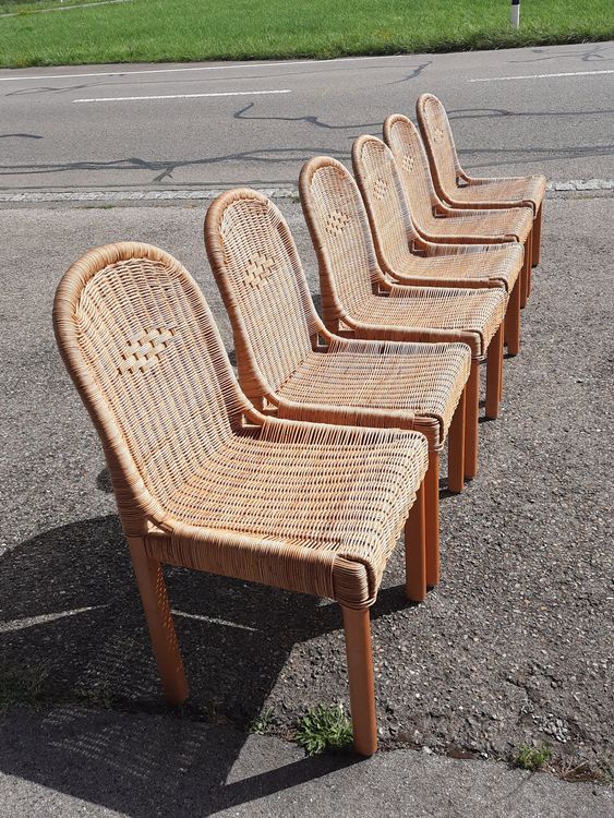 6 Stühle Rattanstühle, Korbgeflecht, Domicil Möbel Kaufen auf Ricardo