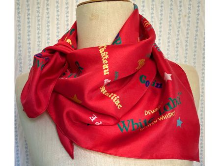 Foulard Carré Seide rot Drinks Alkohol Bar VINTAGE 1950s