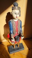 Asiatische Holzfigur Musiker Thailand Burma Handgeschnitzt
