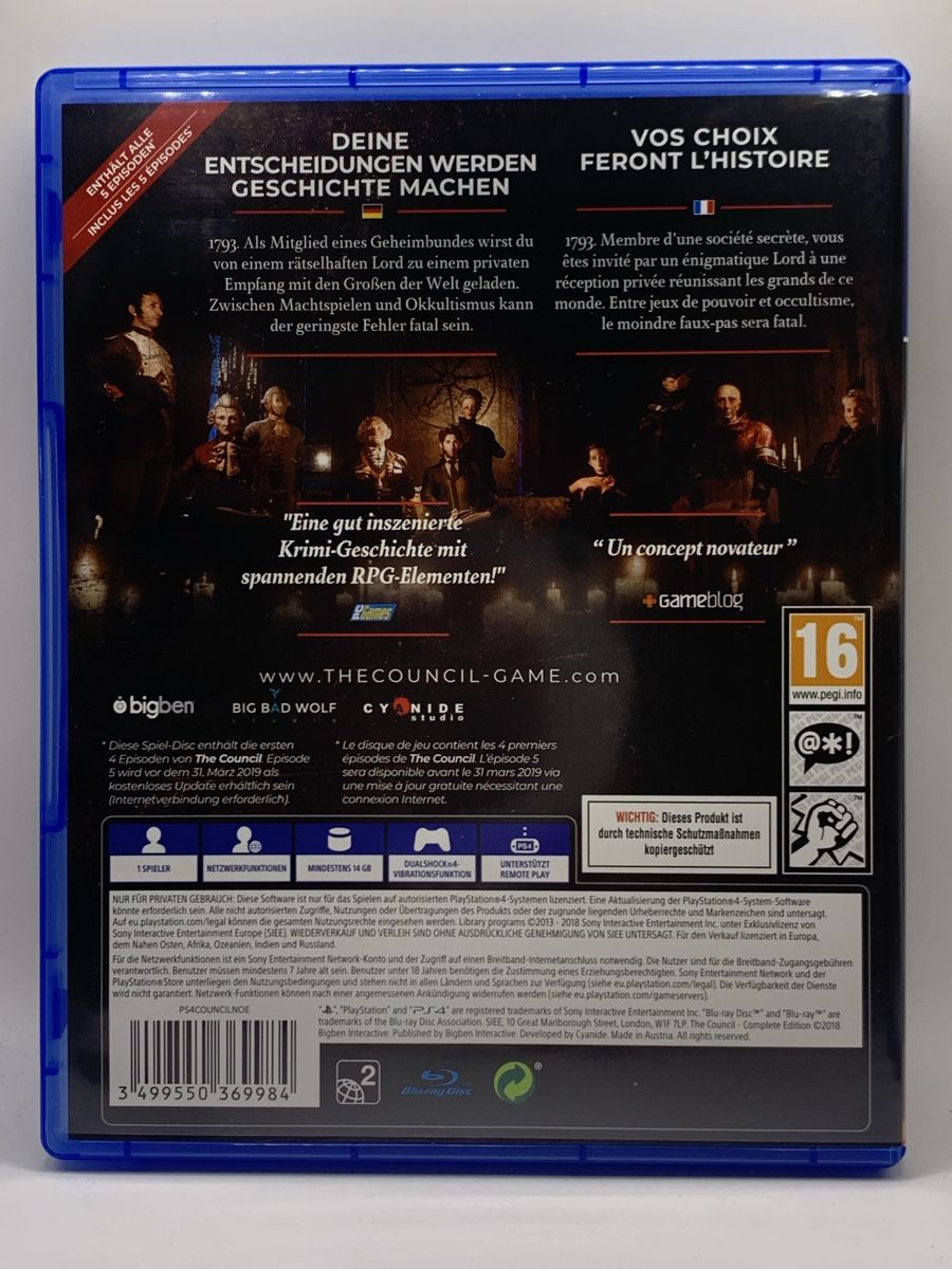 Sony Spiele: PS4 - The Council Complete Edition – Gebraucht aus Ostermundigen von RG-Collector 1