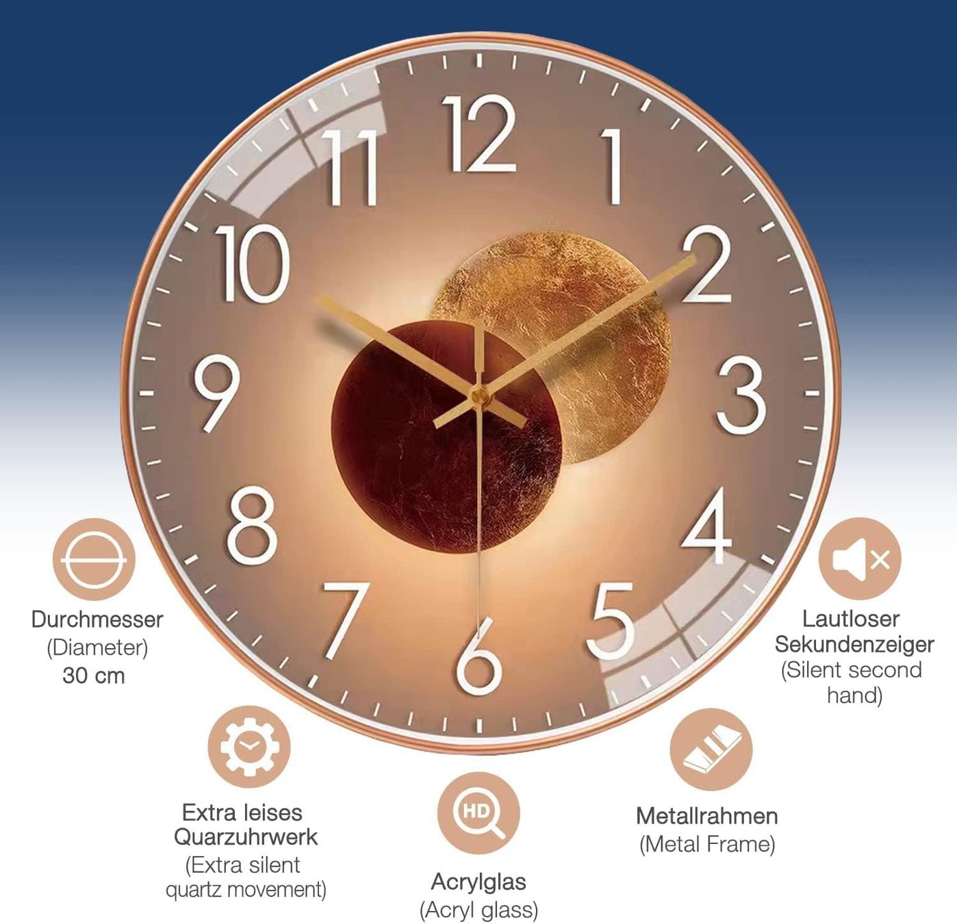 Stand- & Wanduhren: 30cm Modern Quartz Lautlos Wanduhr – Neu und originalverpackt aus Nuglar von SaleRitter 2