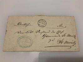 1872, Faltbrief von Chur - St. Moritz Dorf Ankunftstempel