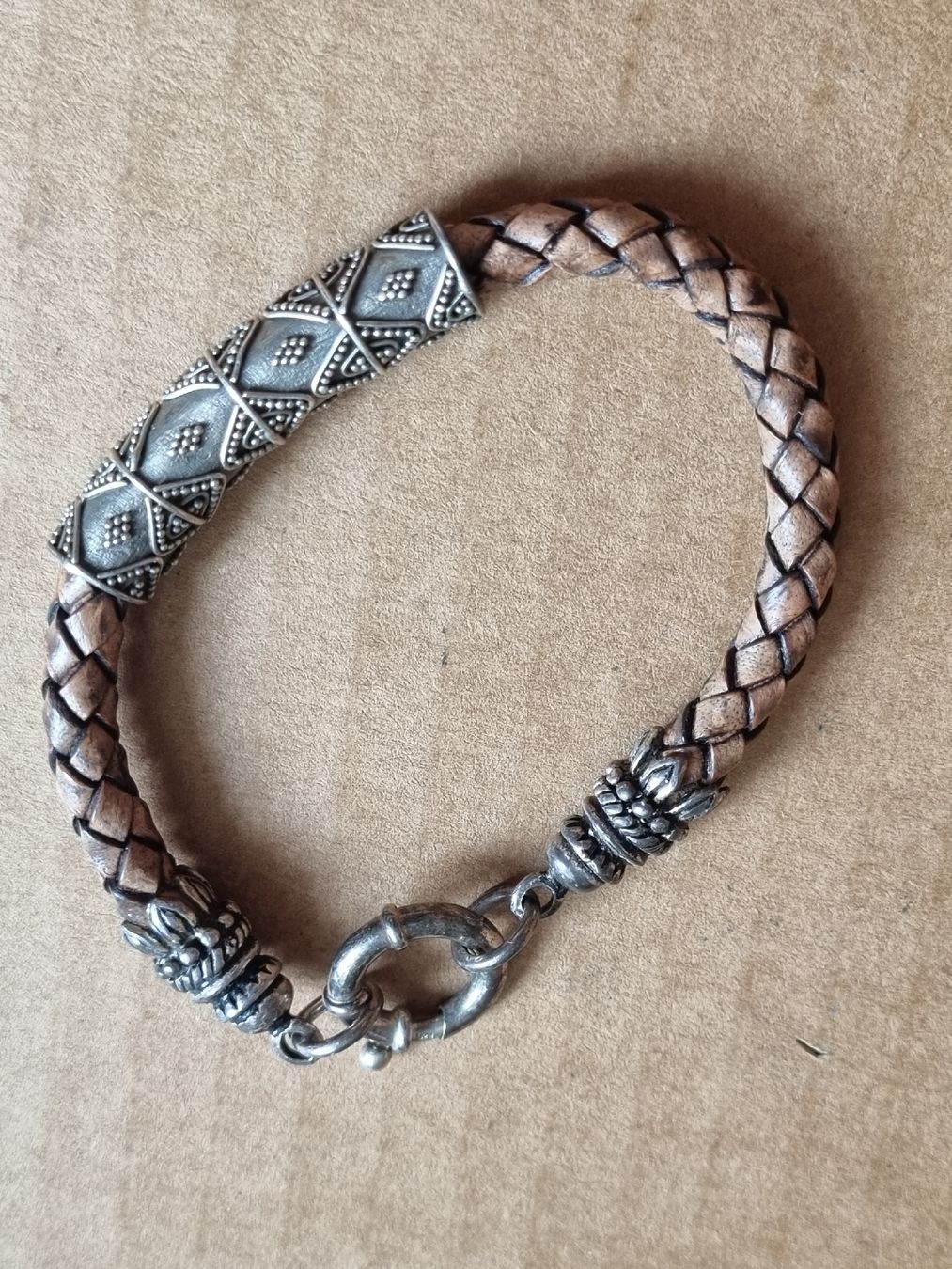 Bracciali & Braccialetti: Silber Leder Armband 925 – Usato da Schaffhausen venduto da Leveron13