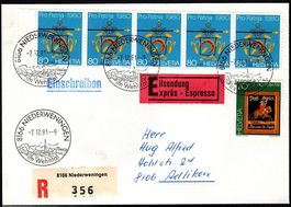 1981_Gebrauchsbrief (R + E) korrekt frankiert; K 851 ET