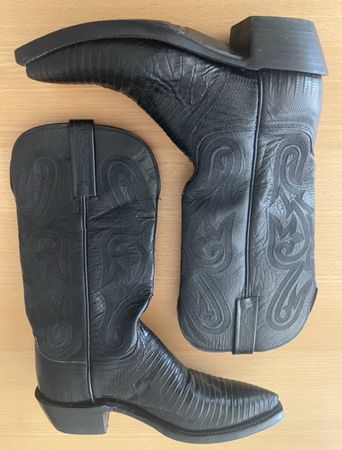 Black LUCCHESE Leather Cowboy Boots