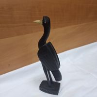 Vintage geschnitzte Vogel Holzfigur schwarz, auf Sockel